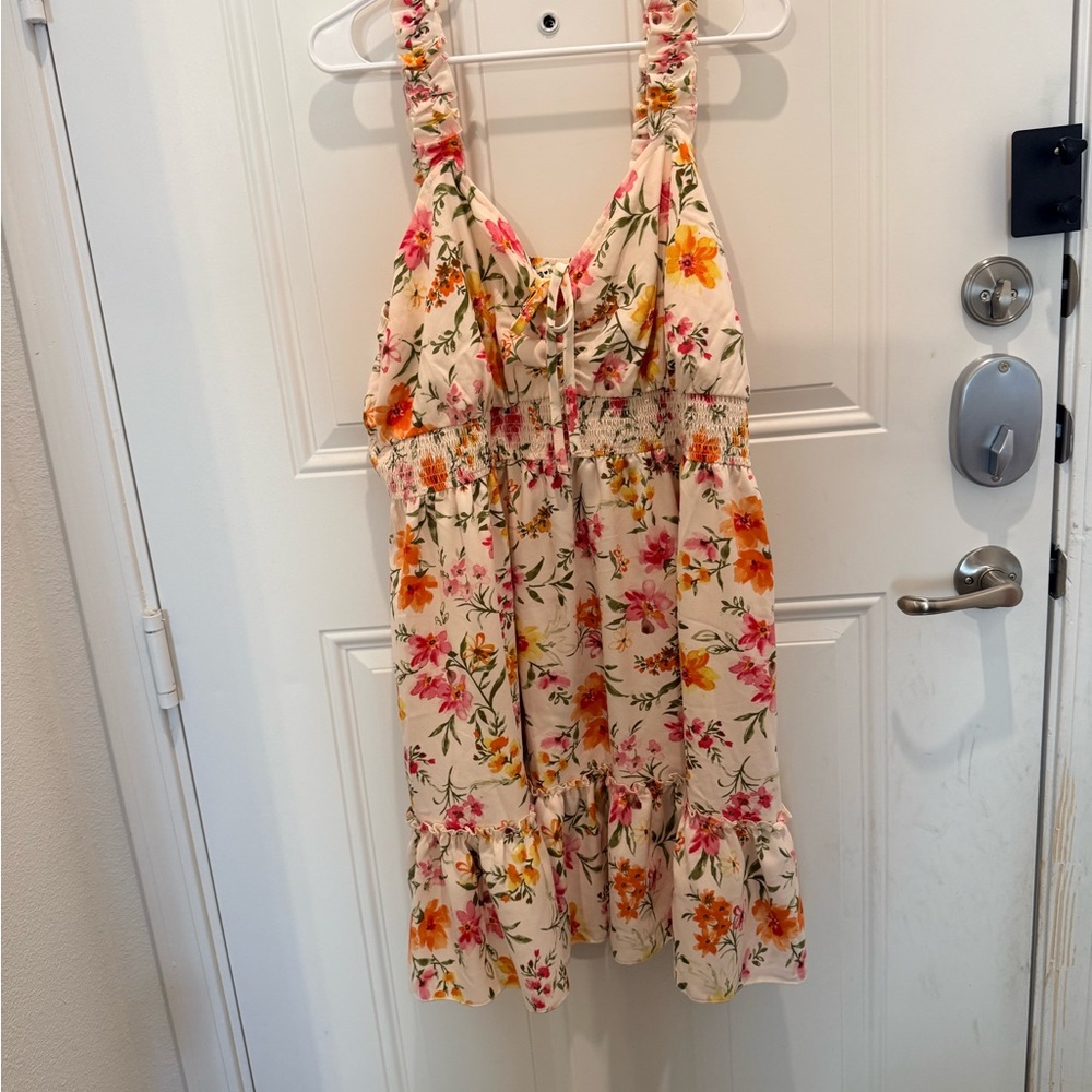 Unlisted Floral Mini Dress - Cream, Pink, Orange, Green XXXL 3L Plus size